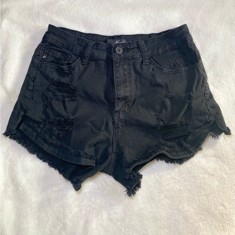 KanCan Black Distressed Jean Shorts